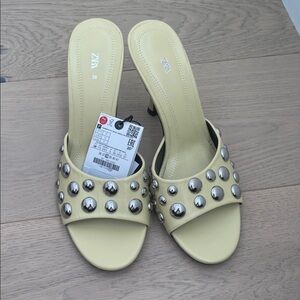 Zara yellow studded heels